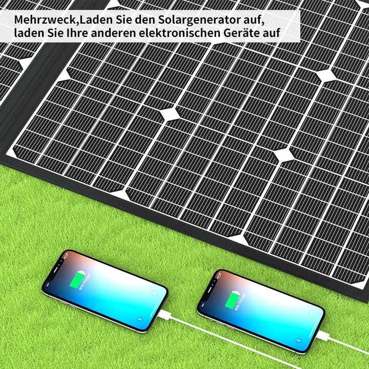 Solarpanel Faltbar 100W Solar Powerbanks 18V Monokristalline Solarmodule Balkonkraftwerk Camping Pow