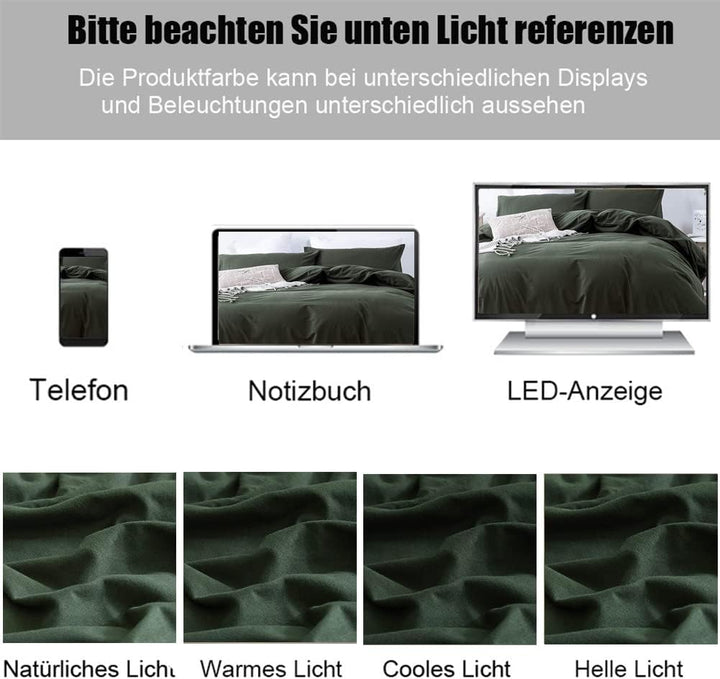 Kissenbezug 40 x 80 2er Set - Kopfkissenbezug 40x80 Olivergrün 100% Mikrofaser bügelfrei & knitterfr