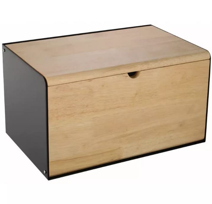 Brotkästen mit Deckel,Brotaufbewahrungsbox, Schneidebrett aus Bambus, Brotkasten aus Metall, Brot un