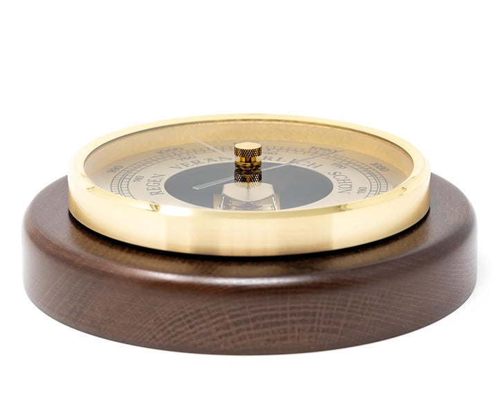 Fischer 1436R-12 - Barometer - 170mm Druckmessgerät mit nussbaumfarbenem Echtholz-Gehäuse gebeizt Ma
