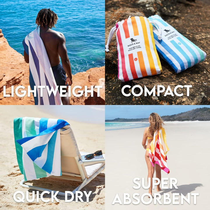 Dock &amp; Bay Strandhandtuch - Schnell trocknende Mikrofaser, ohne Sand - Kompakt, Leicht - 100% recyce