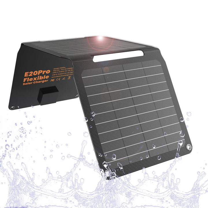 FlexSolar Solarmodul-Ladegerät, 20 W, 5 V, USB-A, USB-C-Ausgang, tragbar, faltbar, kleine Leistung,