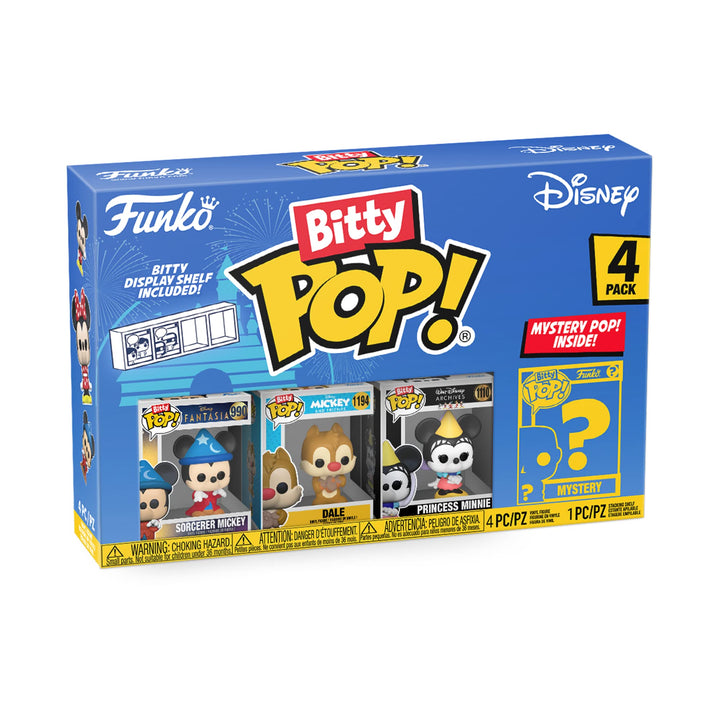 Funko Bitty Pop! Disney - Sorcerer Mickey, Dale, Princess Minnie und eine Überraschungs-Mini-Figur -