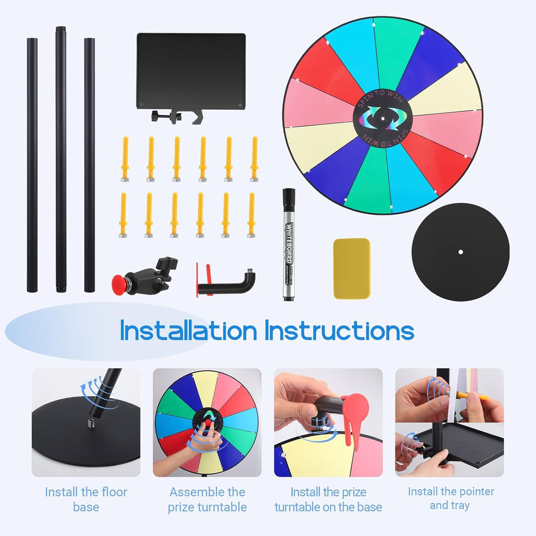 17'' Glücksrad zum Drehen Gross mit 14 Farben, 43cm Höhenverstellbar Gluecksrad Gluecksrad Spielzeug
