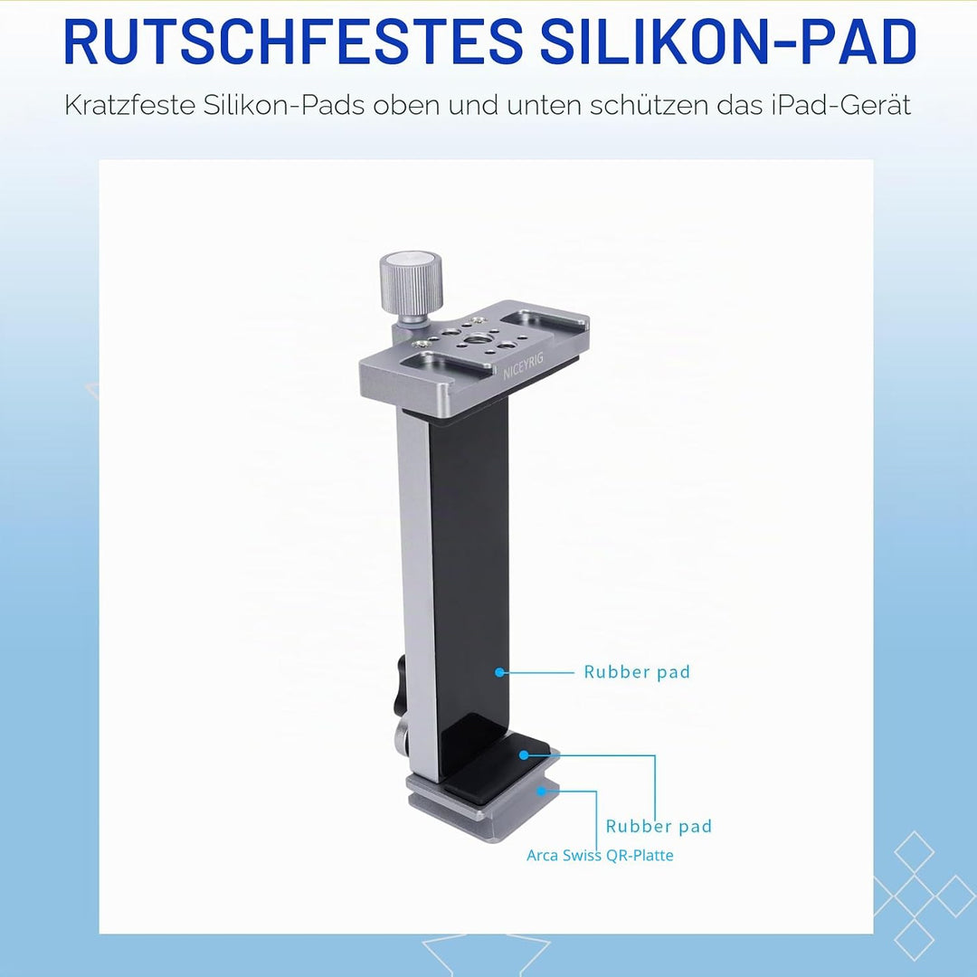 NICEYRIG iPad Stativ-Adapter mit Kaltschuh, Arca Swiss Stativhalterung für iPad Mini 7,9 Zoll / 9,7