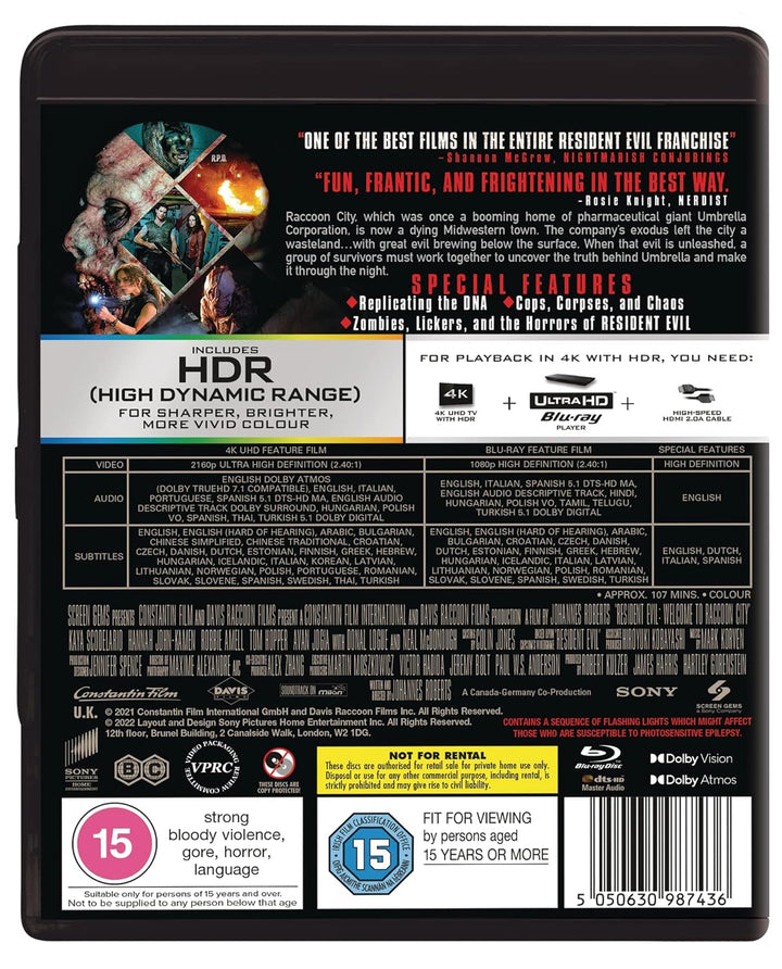 Resident Evil: Welcome to Raccoon City (2 Discs - 4K Ultra-HD & BD) [Blu-ray] [2021], Blu-ray