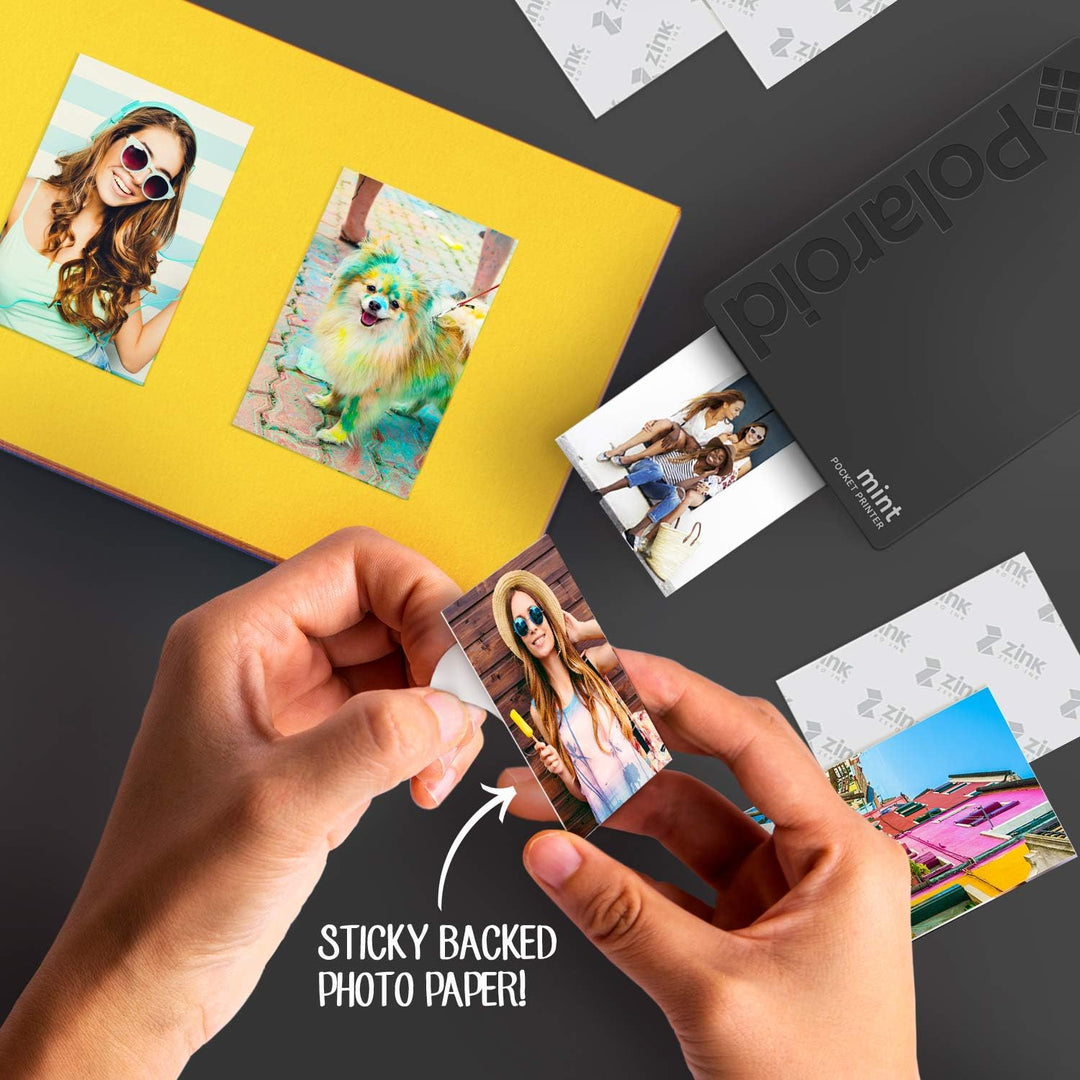 Polaroid Mint: Taschendrucker mit Zink-Papier. Bluetooth für Android- und iOS-Geräte. Druckt in selb