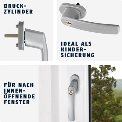 ABUS Abschliessbarer Fenstergriff FG200 AB208 - 10er Set - Fensterknauf mit Druckzylinder, gleichsch