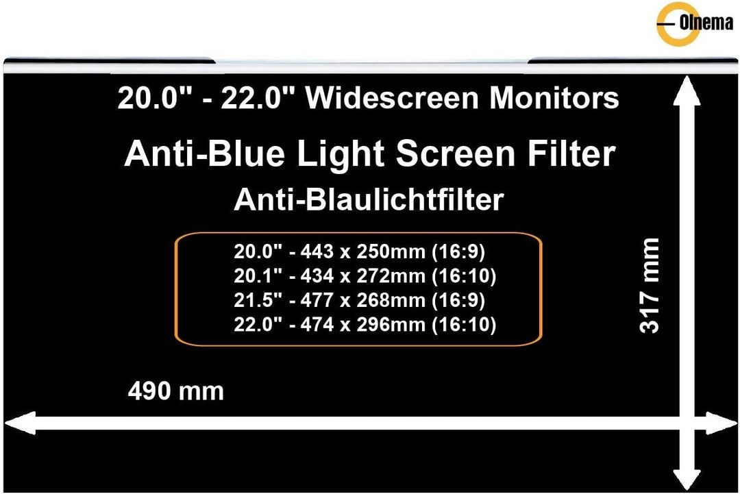 Acrylic Anti Blaulichtfilter Universal I Anti Blue Screen Protector I Anti UV I Augenschutz I Displa