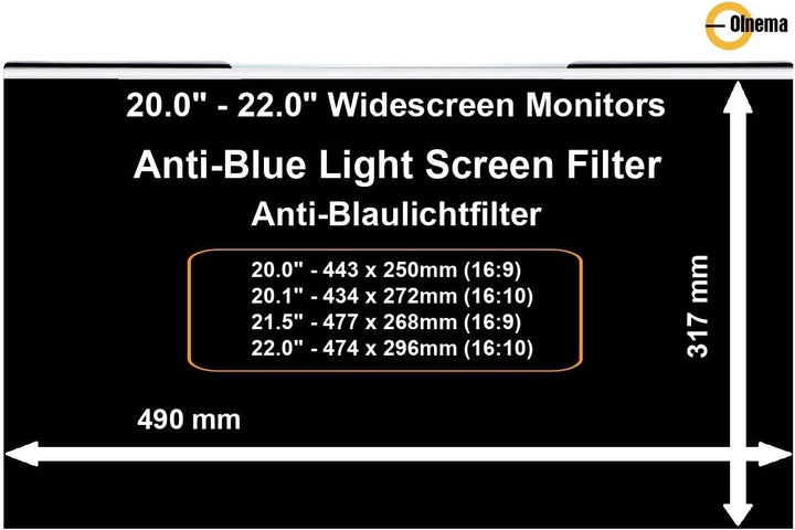 Acrylic Anti Blaulichtfilter Universal I Anti Blue Screen Protector I Anti UV I Augenschutz I Displa