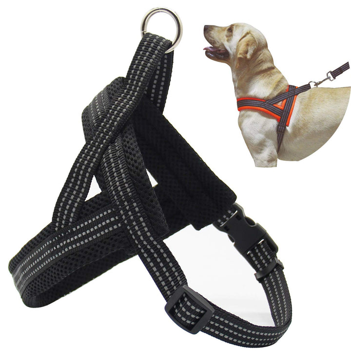 BPS® Hundegeschirr, verstellbar, 4 Grössen zur Auswahl für kleine und mittelgrosse Hunde XL Schwarz,