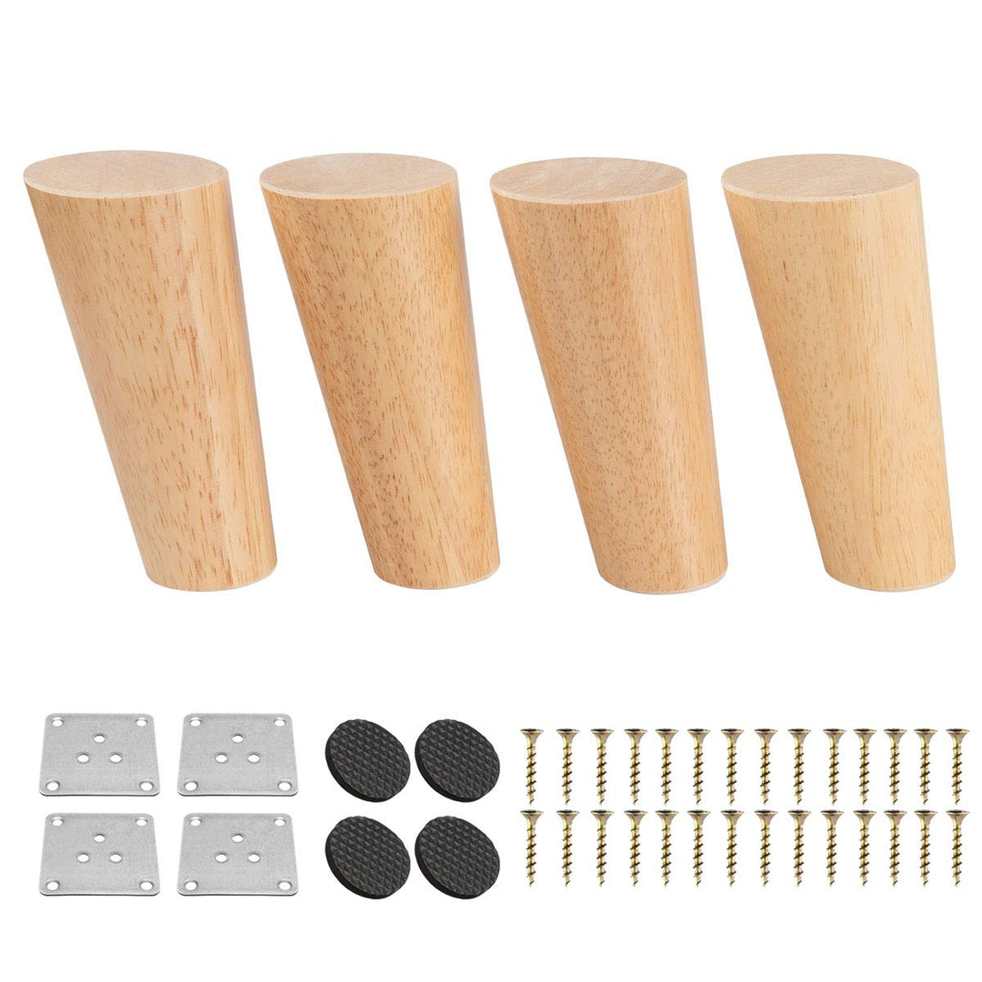 30cm Holz Möbelfüsse, Btowin 4 Stück Massivholz Tischbeine Möbelbeine DIY Ersatz mit Montageplatten