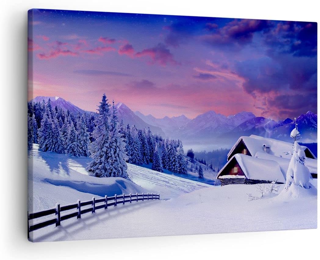 Bilder auf Leinwand Winter Landschaft Frost Schnee Leinwandbild 70x50cm Wandbilder Dekoration Wohnzi