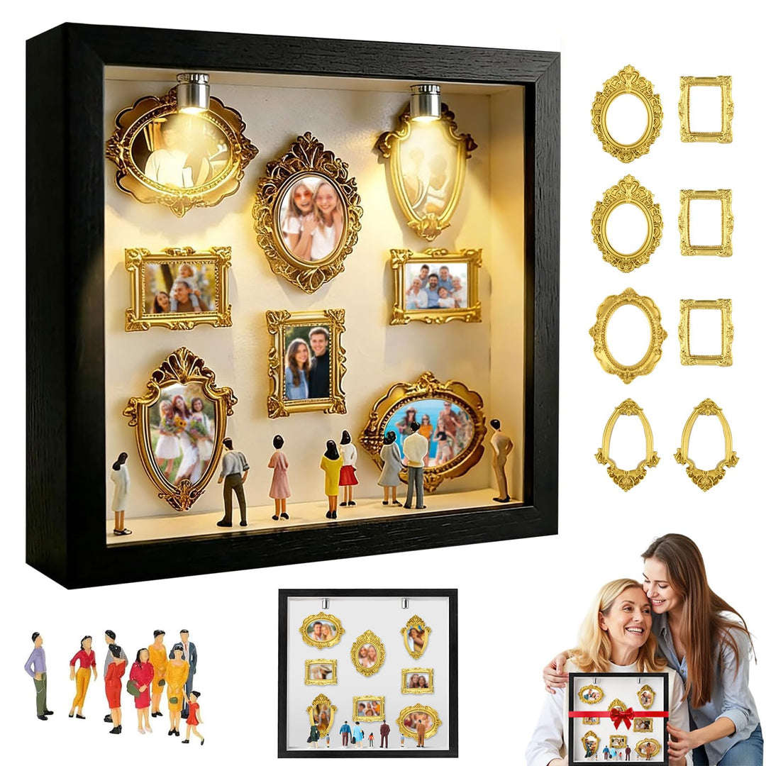 DIY Mini Museum Silhouette Box, Mini Bilderrahmen Vintage, Museum of Us - LED Licht, Figuren Mensche