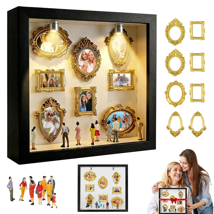 Mini Bilderrahmen Vintage, DIY Mini Museum Silhouette Box, Museum of Us - LED Licht, Figuren Mensche