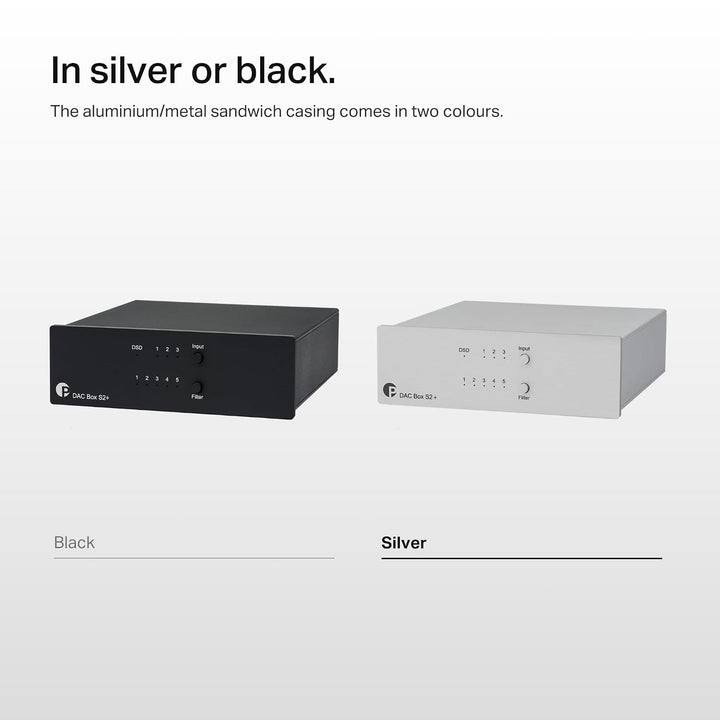 Pro-Ject Audio Systems DAC Box S2+, High End DAC mit 32bit und DSD256 Support (Silber), silber