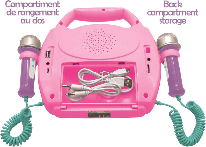 Lexibook Einhorn- Tragbarer digitaler Karaoke-Player für Kinder - Mikrofone, Lichteffekte, Bluetooth