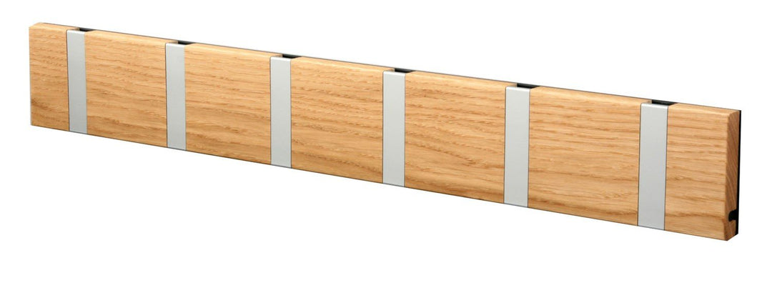 LoCa Garderobe Knax 6 Eiche geölt (Haken klappbar Alu) Garderoben-Leiste Kleiderhaken Flur modern Ga