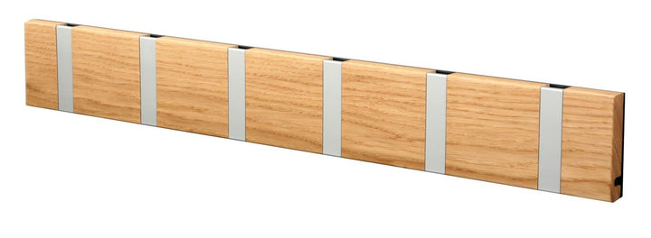 LoCa Garderobe Knax 6 Eiche geölt (Haken klappbar Alu) Garderoben-Leiste Kleiderhaken Flur modern Ga