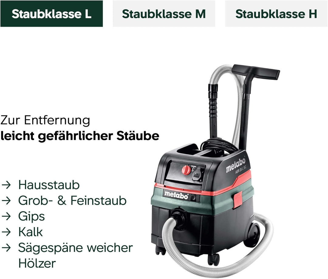 Metabo Allessauger ASR 25 L SC (602024000) Karton; mit elektromagnetischer Abrüttlung, Luftleistung