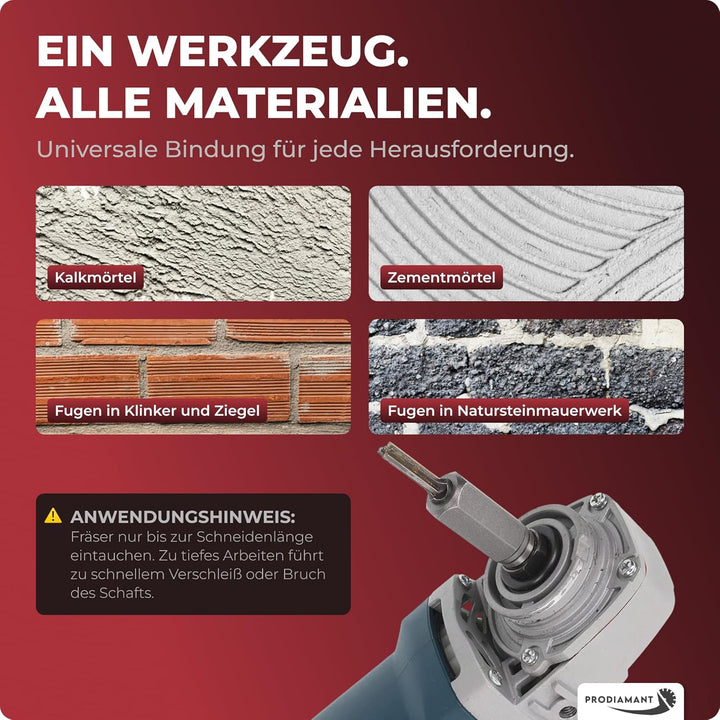 PRODIAMANT Hartmetall Fugenfräser 6 mm für Winkelschleifer Mörtelfräser mit M14 Gewinde 6mm, 6mm