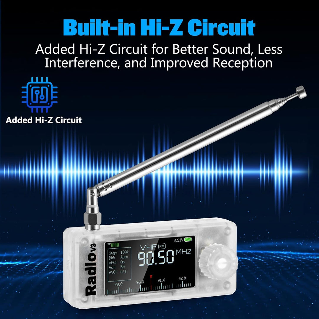 AURSINC SI4732 Mini Radio V3 Tragbare Kurzwelleempfänger, AM/FM/LSB/USB-Betriebsmodi, HF SW MW VHF V