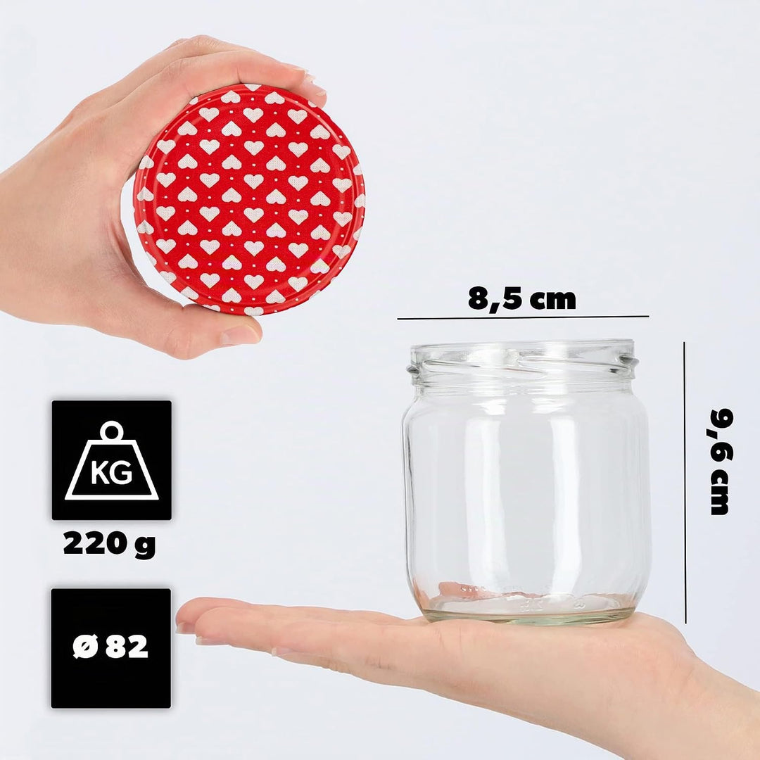 KADAX 12er Set Einmachgläser 425ml TO82 Herz, Sturzgläser Mason Jar mit Schraubdeckel, Luftdichte Tw