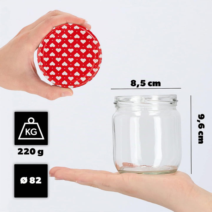 KADAX 12er Set Einmachgläser 425ml TO82 Herz, Sturzgläser Mason Jar mit Schraubdeckel, Luftdichte Tw
