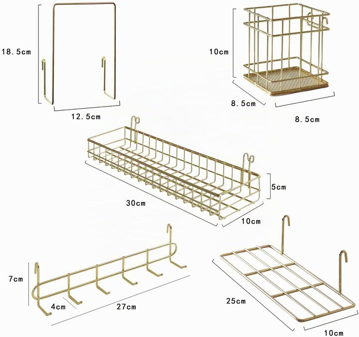 Wandgitter Hängekorb, Hängeregal, Stifthalter, Hakenablage, Bücherregal, Wandgitter Zubehör, 5er Set
