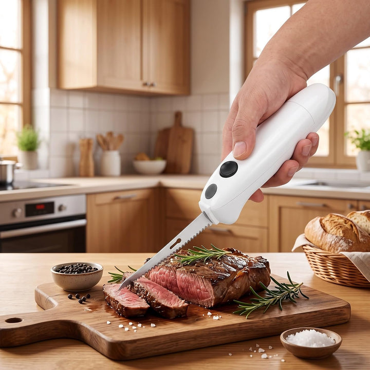 Elektrisches Messer Kabellos, Elektromesser für Fleisch Filetmesser Edelstahl Steakmesser Tranchierm