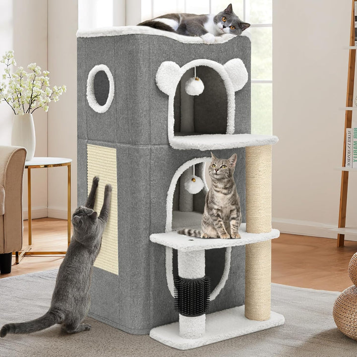 YITAHOME Katzenhaus, Katzenbetten für Hauskatzen, modernes Katzenhaus mit Highway-Höhle, Kratz- und