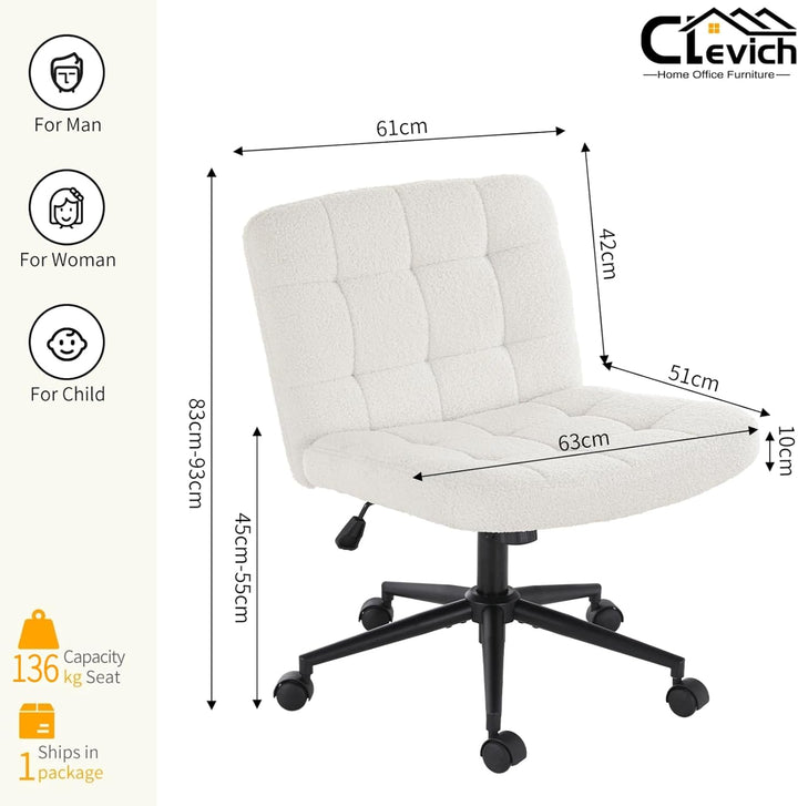 Clevich Bürostuhl Ohne Armlehne, Breiter Schneidersitz Stuhl für Schneidersitz Ergonomischer Höhenve