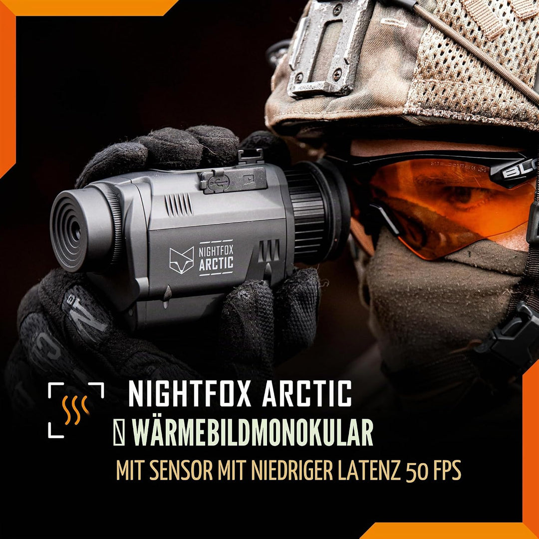 NIGHTFOX Arctic Thermo-Nachtsicht-Monokular, Kopf- oder Helmmontage, niedrige Latenz, 50 fps Thermok