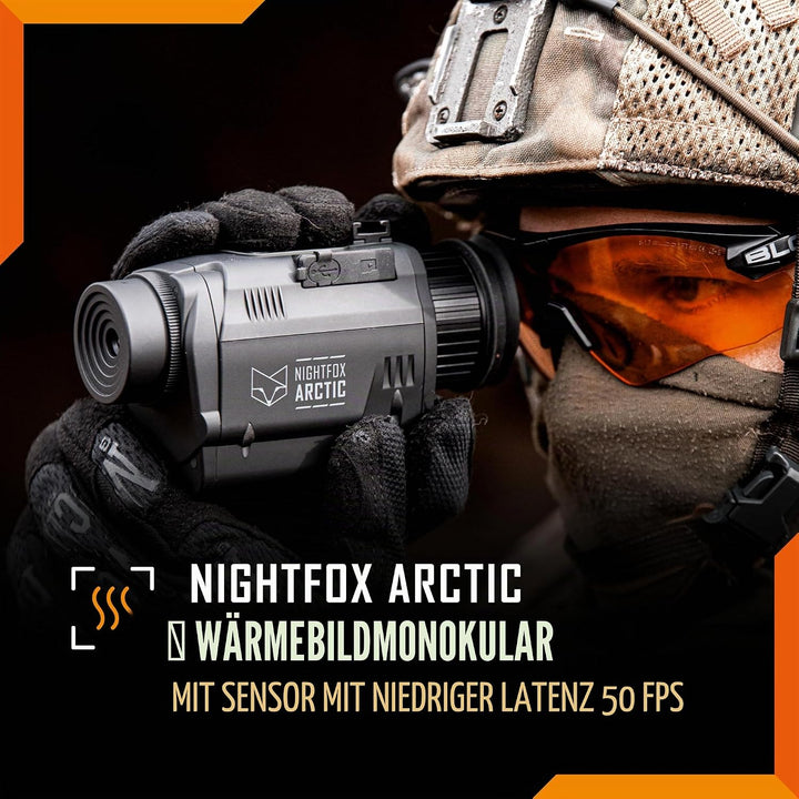 NIGHTFOX Arctic Thermo-Nachtsicht-Monokular, Kopf- oder Helmmontage, niedrige Latenz, 50 fps Thermok