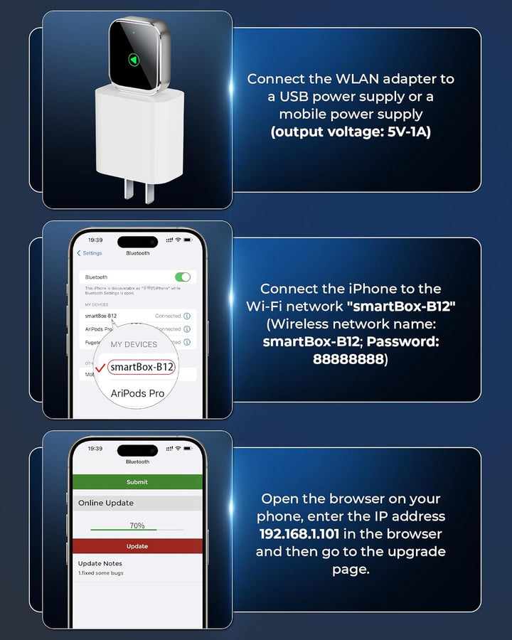 Mini CarPlay Wireless Adapter für iPhone - Converts Wired to Wireless CarPlay Adapter, CarPlay Stick