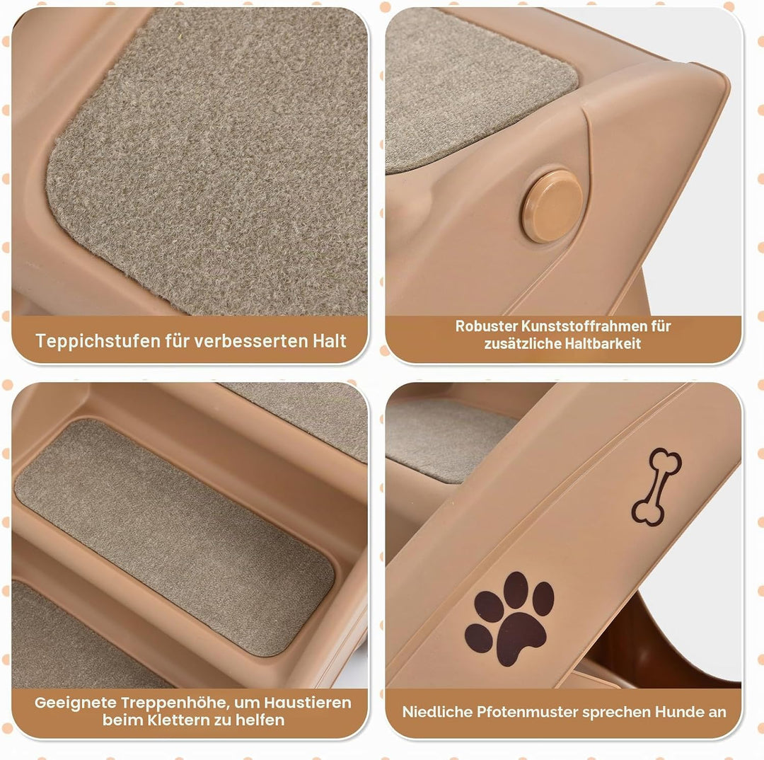 SOARS Haustiertreppe faltbar, 4-stufige Hundetreppe Katzentreppe mit Filz Matte, Tiertreppe für Katz