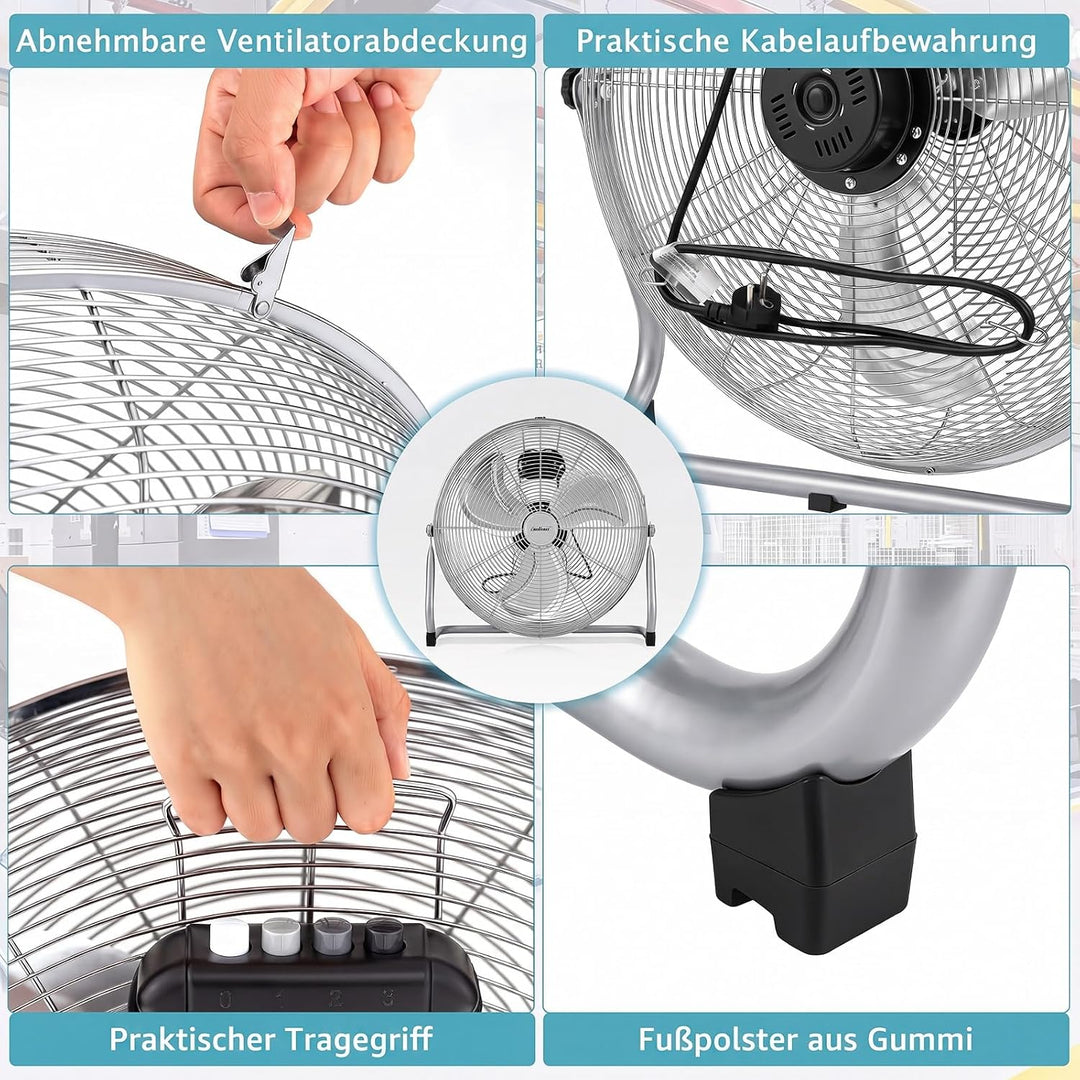 COSTWAY Bodenventilator 57 cm, Standventilator 160W mit 3 Geschwindigkeitsstufen, 145° verstellbare