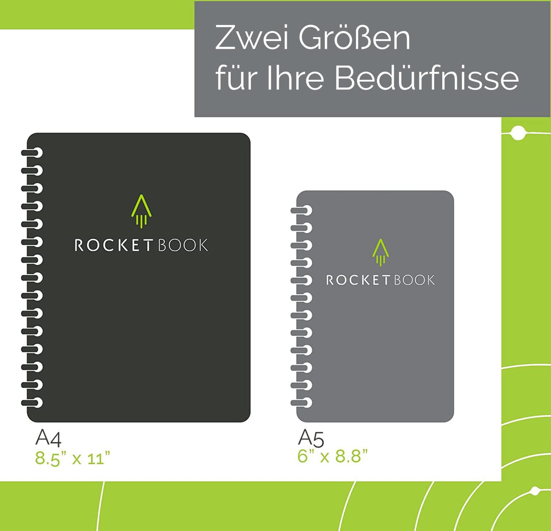 Rocketbook Fusion Reusable Digital Notebook - Smart Notepad A4 Blue, 7 Styles, To Do List, Daily Bul