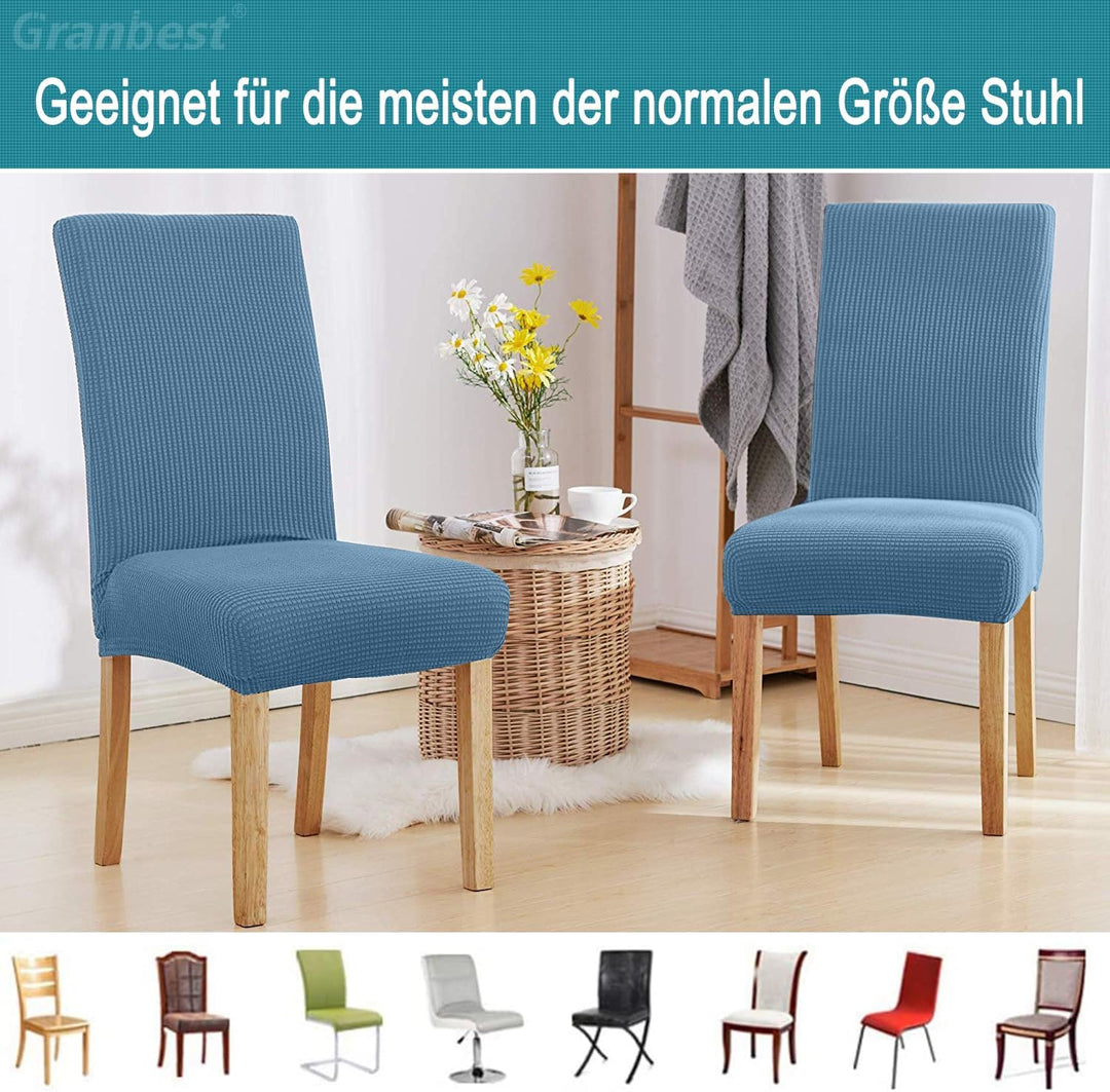 Granbest Premium Wasserdicht Esszimmerstuhl Abdeckungen Satz Von 6, Elastische Hohe Zurück Stuhlhuss