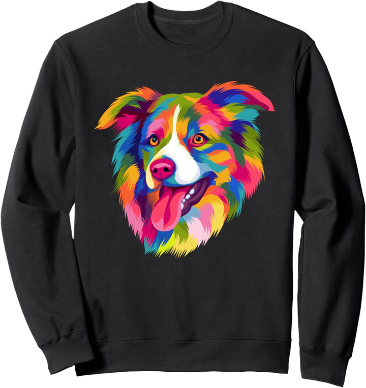 Pop Art Border Collie Hund Frauen Männer Kinder Collie Sweatshirt