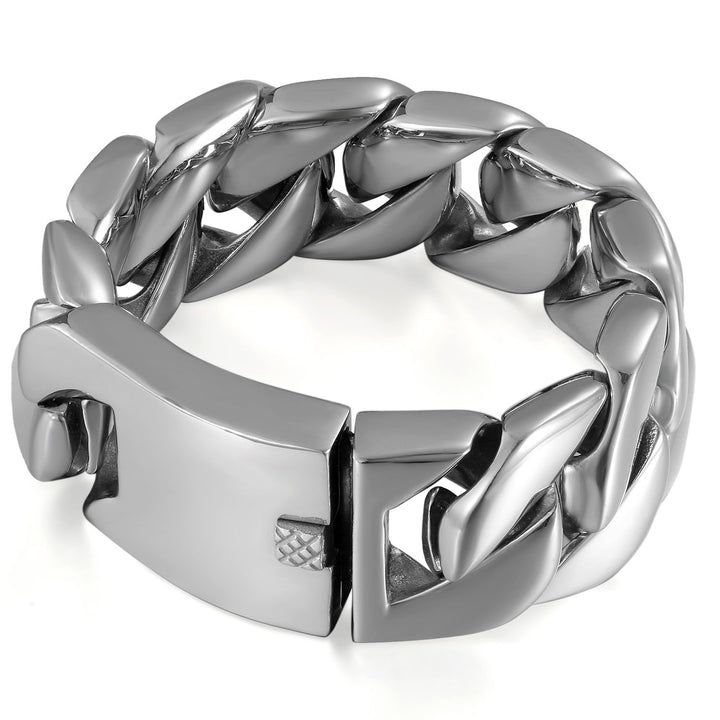 JewelryWe Personalisiert Armband Herren Panzerkette: Edelstahl Gross Schwer Biker Kettenarmband Hoch