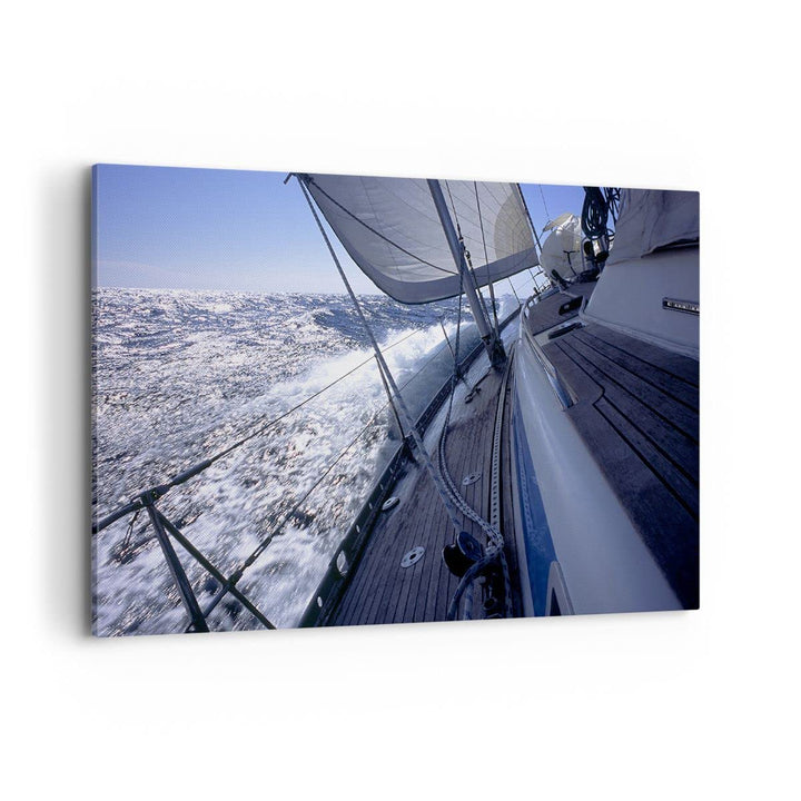 ARTTOR Bilder auf Leinwand 100x70cm Leinwandbild Boot Ozean Reise Yacht Gross Wanddeko Bild Schlafzi