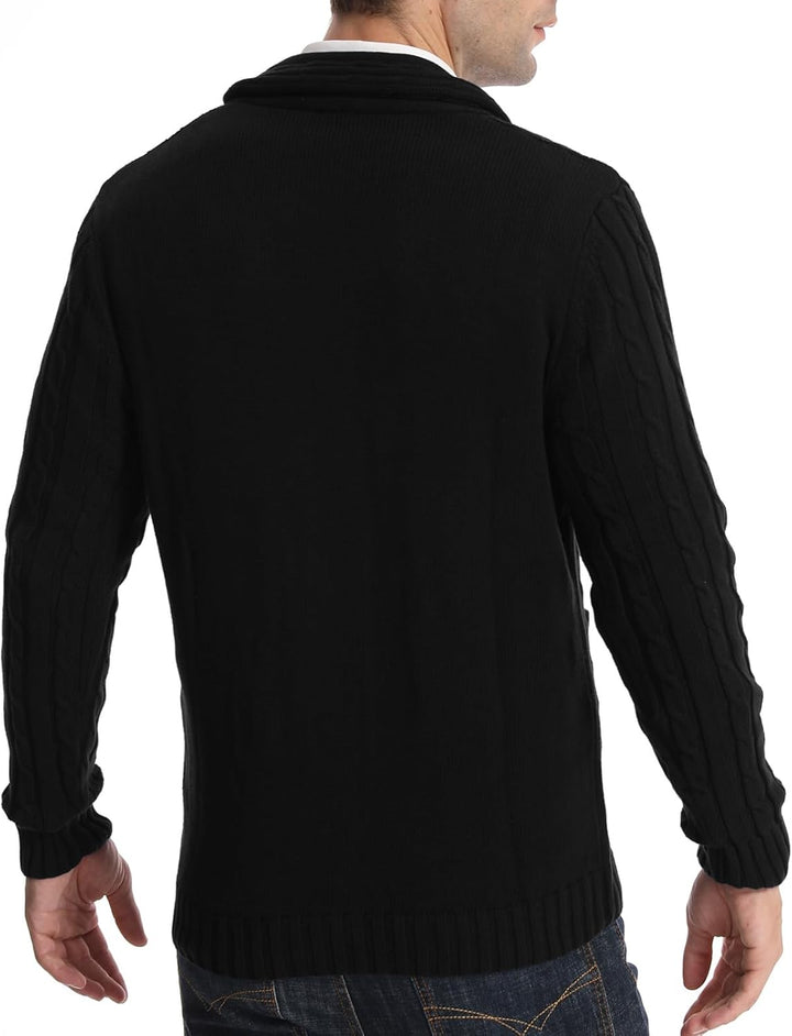 Superora Herren Baumwolle Strickjacke Gestrickt V-Ausschnitt Klassisch Casual Cardigans Schal Kragen
