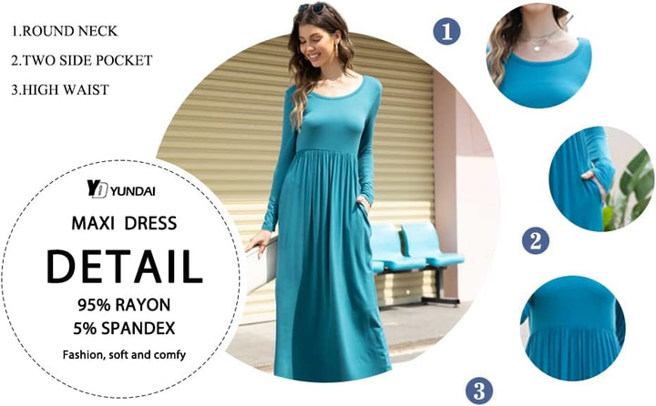 DEARCASE Damen Maxi Kleid Sommer Mutterschaft Casual Langarm/Kurzarm Floral Lose Lange Kleider Plus