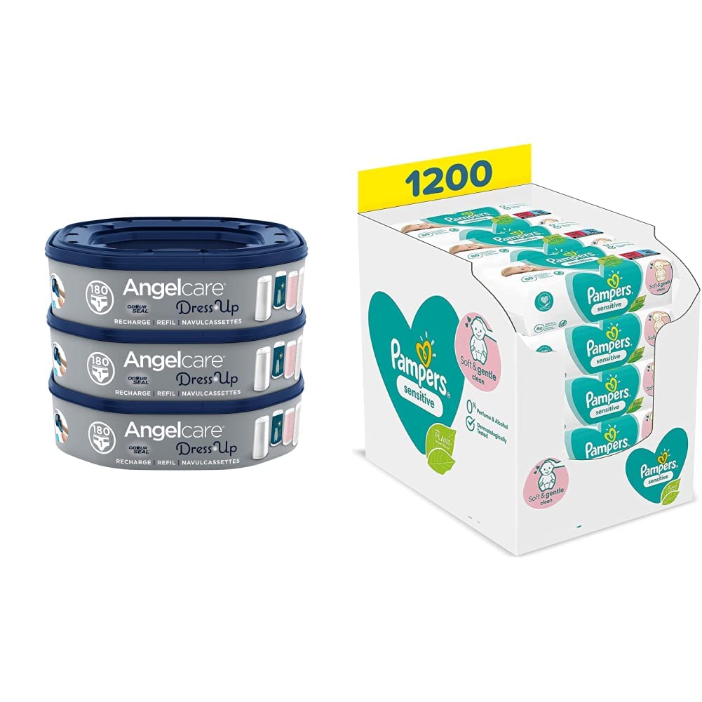 Angelcare Dress Up Octagon-Nachfüllpackung, für Becken, Menge frei wählbar 3 Stücke & Pampers Sensit