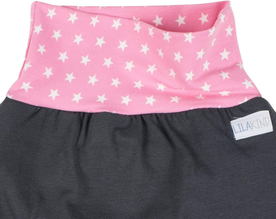 Lilakind Schlafsack Strampelsack Pucksack hochwertige Handarbeit Frühling/Sommer Grau Rosa Sterne El