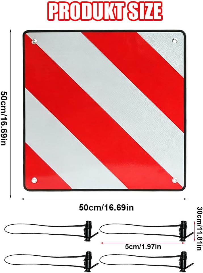 Warntafel Italien und Spanien, Warntafel Fahrradträger mit 4 Spannseilen, Faltbar Reflektierendes Wa