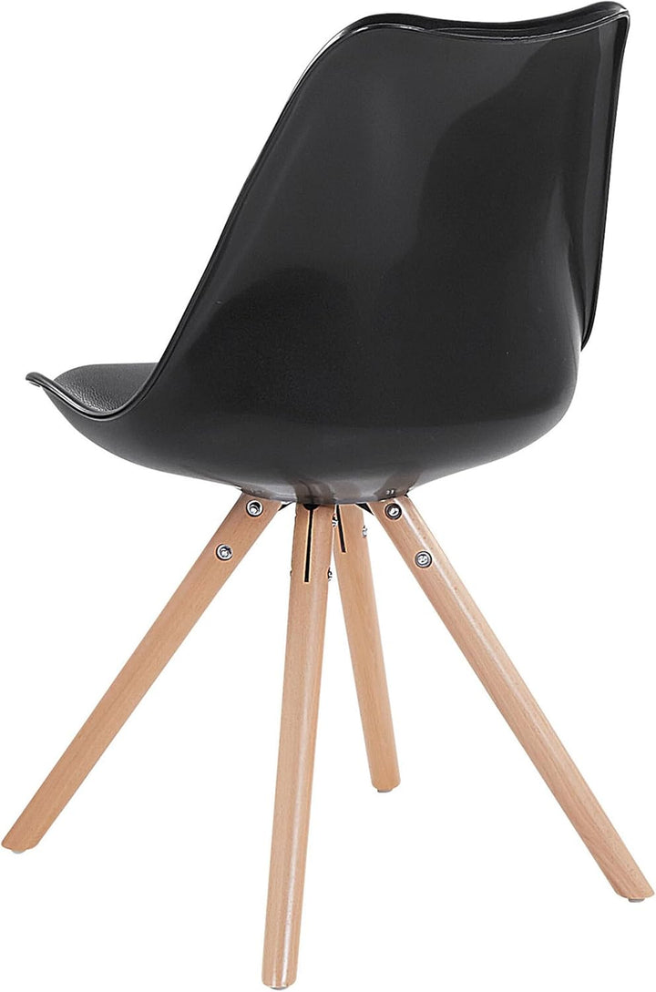 Esszimmerstuhl Schwarz Kunststoff Kunstleder Holzbeine Modern Dakota