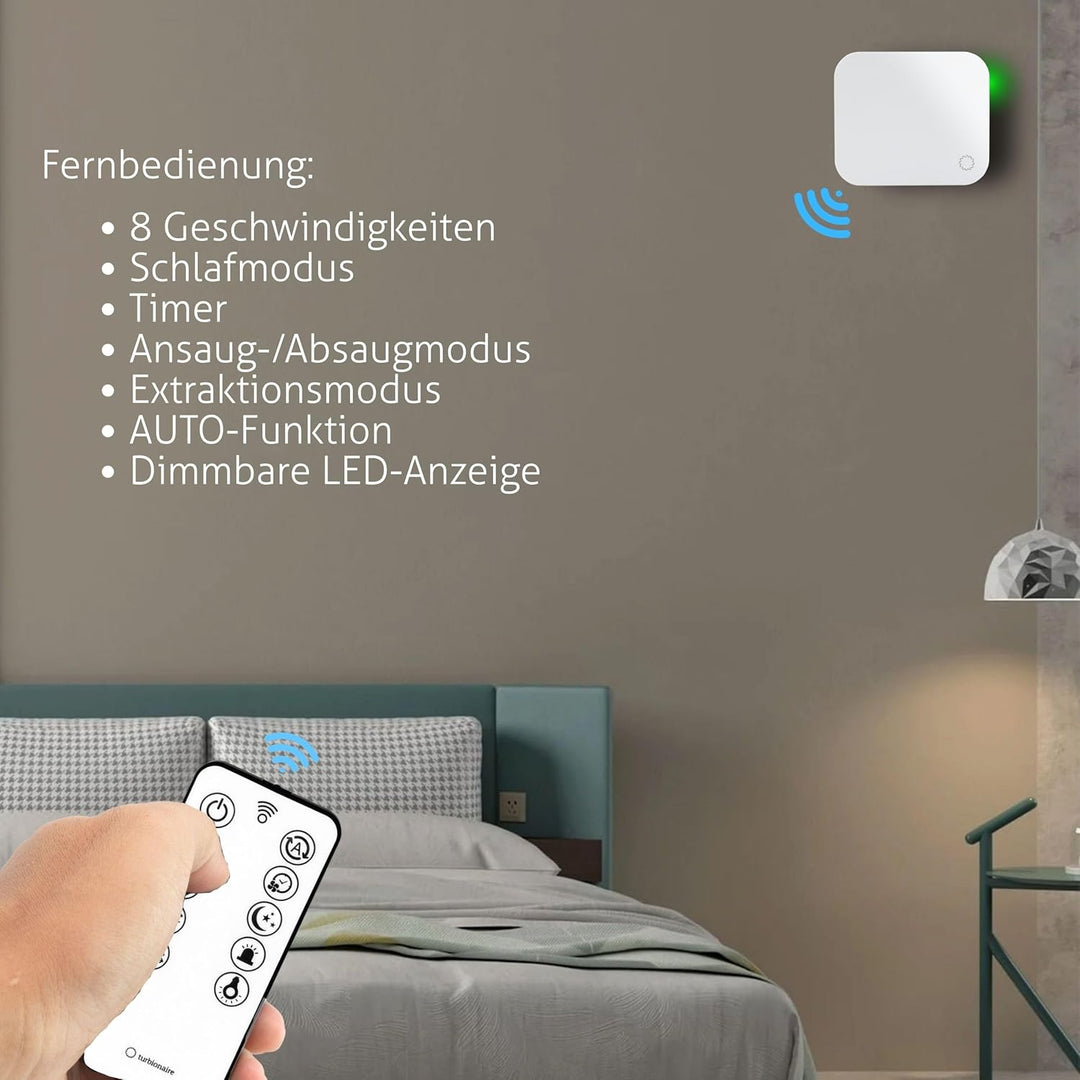 Turbionaire Trend HRV CMV Dezentrale Belüftung mit Keramik-Wärmerückgewinnung, Feuchtigkeitssensor,F