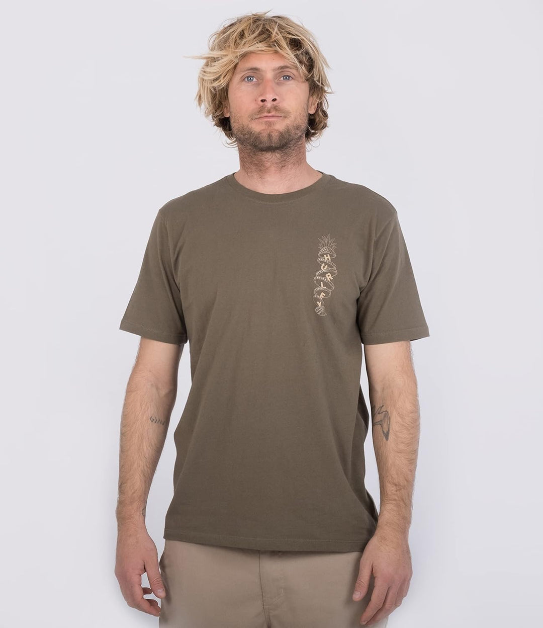 Hurley Herren Evd Wash Tropical Slices Tee Ss T-Shirt, Olivgrün